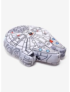 a star wars millennium falcon pillow on a white background