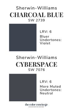 the color scheme for sherylin williams's charcoal blue, which is available in several