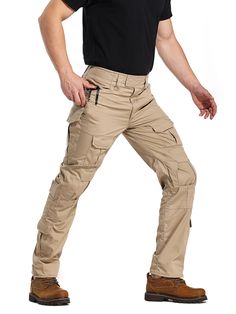 Khaki  Collar  Fabric   Embellished Non-Stretch,Slight Stretch  Men Outdoor Apparel Military Work Pants With Cargo Pockets For Outdoor Activities, Techwear Style Khaki Cargo Pants For Outdoor Work, Khaki Techwear Cargo Pants For Outdoor Work, Techwear Cargo Pants For Outdoor Work In Khaki, Combat Work Pants With Side Pockets For Outdoor, Combat Style Work Pants With Pockets, Military Style Work Pants With Pockets For Outdoor, Techwear Pants With Pockets For Outdoor Work, Tactical Camouflage Cargo Pants With Pockets