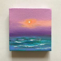 an acrylic painting of a sunset over the ocean