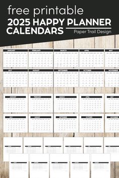 the free printable 2013 happy planner calendar is displayed on a wooden table with black and white