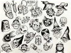 a bunch of tattoos that are drawn on paper