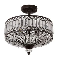 15.25" Glass And Metal Tiered Jeweled Semi Flush Mount Ceiling Light - River Of Goods : Target 1920s Light Fixtures, Semi Flush Mount Chandelier, Fan Light Fixtures, Country Chandelier, Chihuahua Art, Flush Mount Chandelier, Anti Hero, Overhead Lighting, Semi Flush Mount Lighting