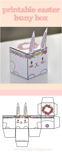 the printable easter bunny box is shown with instructions to make it