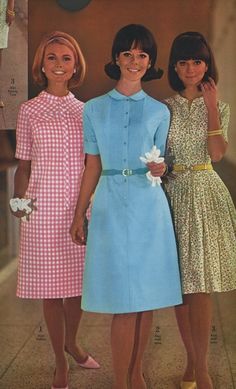 Summer dress styles, 1966,I was just starting high school. Spiegel Catalog, Women In Dresses, Dresses And Shoes, 1960s Dresses, 1960s Outfits