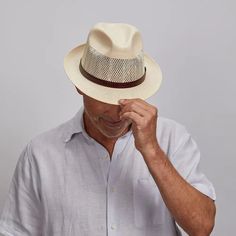 The Mens Straw Fedora Trilby Hat - Tuscany is a classic and stylish Straw Fedora Trilby Hat perfect for beating the heat this summer! This mens straw fedora is a hot weather classic! For fashionable protection against the sun’s sweet rays. This hat is a must-have. A sewn-in elastic sweatband means you'll have all day comfort but we also include 2 free adhesive reducers to make sure it's a perfect fit (a $10 value). Fitted Flat Cap For Summer, Classic Natural Fedora, Casual Flat Cap Straw Hat For Summer, Fitted Summer Panama Hat, Straw Cowgirl Hat, White Cowboy Hat, Brown Cowboy Hat, Hats For Big Heads, Leather Cowboy Hats