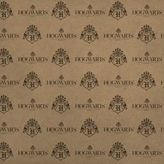 a brown background with hogwarts logos on it