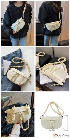 BirdinBag – Stylish Solid Color Fanny Pack with Braided Detail and Secure Zipper – Bird in Bag Casual Beige Shoulder Bag With Zipper Pouch, Casual Beige Bag With Zipper Pouch, White Fashion Casual, White Style, Fanny Pack, Zipper, Braids, Solid Color, Pattern