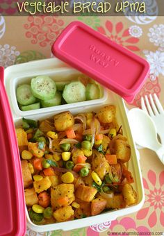 a bowl filled with vegetables next to a plastic fork and utensils on top of a table