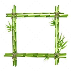 bamboo frame with green leaves on white background - stock photo - images gratis