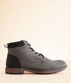 "BKE James Boot - Grey US 10, Men's Greyblack Pieced faux leather lace-up boot Side zip detail Cushioned footbed Plaid lining 5 1/2" shaft. PU upper. Balance manmade materials. Apparel & Accessories > Shoes" Winter Lace-up Faux Leather Work Boots, Winter Faux Leather Lace-up Work Boots, Gray Leather Boots With Cushioned Footbed, Lace-up Boots With Cushioned Footbed, Synthetic Lace-up Boots With Reinforced Toe, Outdoor Lace-up Boots With Buckle Closure, Winter Lace-up Chukka Boots With Reinforced Toe, Gray Lace-up Synthetic Boots, Gray Lace-up Boots With Reinforced Toe