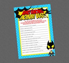 a printable batman birthday party game with the words, who's wrong mommy best?