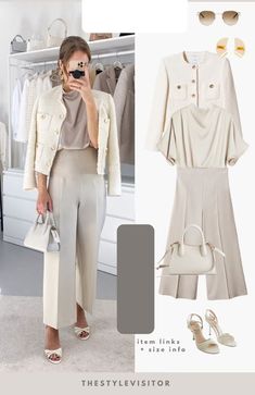 Business Formal Outfit, Classic Work Outfits, Workwear Outfits, Classic Elegant Style, Cropped Trench Coat, Lady Jacket, Cropped Jackets, Fashion Terms, Color Combinations For Clothes