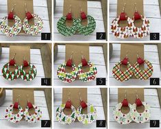 "These faux leather Christmas earrings feature beautiful Christmas icons such as Santa, Christmas lights, Christmas plaid, and more. The circle hangs approximately 2\" long. Choose 18K gold plated, silver plated, or antique bronze hooks. Antique bronze hooks will be made with an extra jump ring. All hooks are nickel free. If you would like the earrings with clip earrings (for un-pierced ears) send me a note. I can make just about every earring with a clip." Christmas Faux Leather Earrings, Leather Christmas Earrings, Santa Earrings, Christmas Plaid, Light Earrings, Christmas Icons, Earrings Christmas, Earrings Hoop