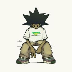 an image of a cartoon character sitting on the ground with his hands in his pockets