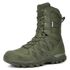 PRICES MAY VARY. Durable leather and abrasion-resistant fabric upper, DRY-X military class membrane waterproof and moisture-wicking mesh lining Padded tongue and collar, Protective, welded TPU quarter overlays, heel pull loop, rustproof hardware and speed laces Protective molding toe cap, compression-molded EVA midsole and aggressive rubber outsole Cushion Plus high rebound PU footbed for Dynamic arch support and underfoot cushioned comfort TPU sole-stabilizing technology and lightweight nylon a Futuristic Tactical Gear, Combat Boots For Men, Green Combat Boots, Spidersona Ideas, Combat Boots Men, Camo Shoes, Tactical Shoes, Army Boots, Green Boots