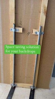 an open door with the words space saving solution for your back drop