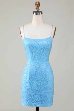 Zapaka Women Sparkly Blue Beaded Tight Short Homecoming Dress Spaghetti Straps Lace-Up Back Cocktail Dress – ZAPAKA Neon Blue Hoco Dress, Cute Homecoming Dresses For Freshman, Morp Dress, Sparkly Homecoming Dresses, Blue Homecoming Dresses Short, Fashion Course, Hoco 2024, Hoco Inspo, Freshman Homecoming