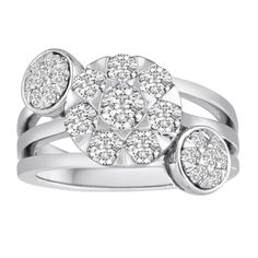 a white gold ring with diamonds on it