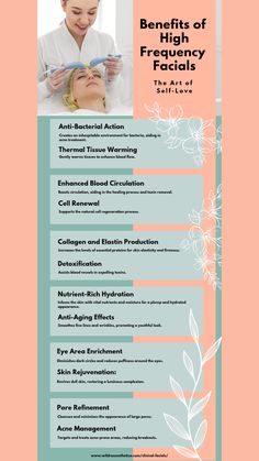 Wild Rose Esthetica’s high frequency clinical facial offers a proven solution for a range of skin issues, including: - acne - breakouts - enlarged pores - a lacklustre complexion.   These facials are perfect for anyone seeking to enhance their skin’s overall appearance, diminish fine lines and wrinkles, and boost their skin’s inherent radiance. Benefits Of High Frequency Facial, Study Esthetics, Esthetician Notes, Radio Frequency Facial, Facial Benefits, High Frequency Facial, Radio Frequency Skin Tightening, Salon Life, Tighten Facial Skin