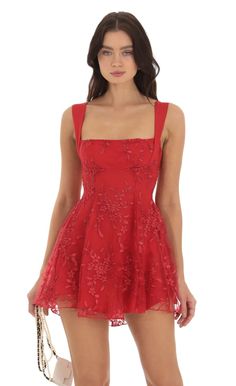 Floral Fit and Flare Dress in Red | LUCY IN THE SKY Red Graduation Dress, Red Hoco Dress, Red Homecoming Dresses, Floral Fit, Grad Dresses, Hoco Dresses, Red Mini Dress, Shop Maxi Dresses, Mini Dresses