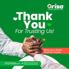 an advertisement for the origa integrated services company, with two hands shaking each other