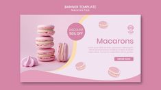 a pink macaroons coupon advertisement with donuts on it