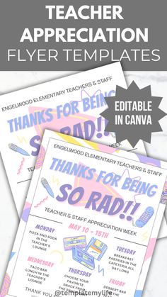 90s Theme Teacher Appreciation Week Flyer PTO School Event Staff Appreciation Template PTA Printable Teacher Appreciation Weekly Schedule - Etsy Space Teacher Appreciation, Teacher Appreciation Notes, Appreciation Template, Printable Teacher Appreciation, Staff Appreciation Week, School Staff And Teachers Appreciation