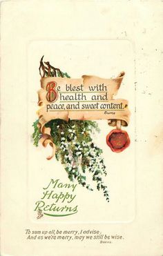 an old fashioned christmas card with the words merry holidays on it and holly branches in front