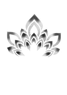 a black and white image of a flower with leaves on it's petals in the shape of a lotus