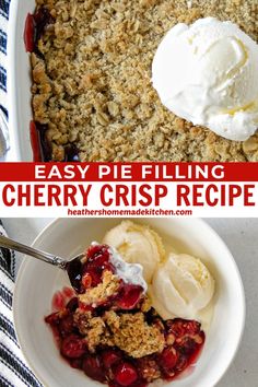 an easy pie filling cherry crisp recipe with ice cream