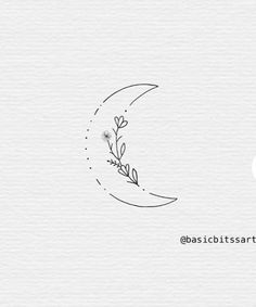 a drawing of a flower on the side of a half - moon with text that reads,