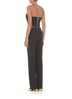 66% Polyester, 28% Viscose, 6% Elastane Chic Fitted Wide Leg Pants For Evening, Chic Fitted Dress Trousers, Chic Fitted Dress Pants, Fitted Wide-leg Pants For Night Out, Fitted Wide-leg Pantsuit For Night Out, Luxury Fitted Straight Pantsuit, Fitted Elegant Wide Leg Pants For Night Out, Chic Evening Pants In Elastane, Evening Wide Leg Elastane Pants