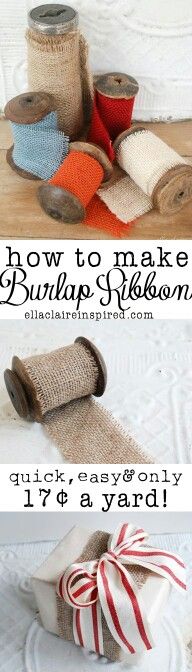 three different ways to make burlap ribbon