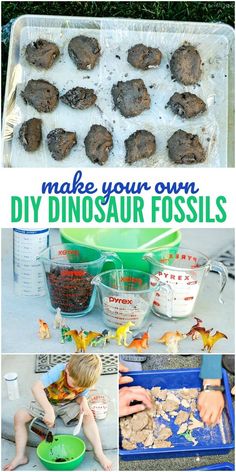 make your own diy dinosaur fossiles for kids to play with in the sand and water