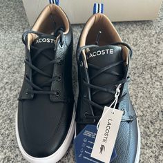 Mint Condition, Brand New. Never Worn. All Original Box, Packing And Tags Included. Casual Black Golf Shoes With Rubber Sole, Casual Black Golf Shoes With Round Toe, Lacoste Shoes, Box Packing, Lacoste Men, Mint Condition, New Color, Original Box, Athletic Shoes