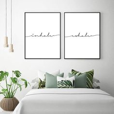 Inhale Exhale Printable Wall Art Set Of 2, Home Decor, Wall Art Prints, T-Shirt Prints, Boho Print Newlywed Bedroom, Wall Art Above Bed, Art Above Bed, Yoga Poster, Poster Bedroom, Bedroom Signs, Inhale Exhale, Decor Prints, Art Set Of 2