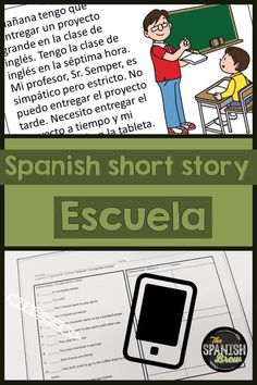 spanish short story escuela with pictures and text