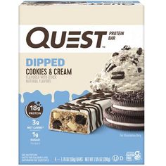 quest dipped cookies and cream ice cream bar, 3 8oz each pack - case of 12