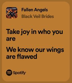 an orange background with the words take joy in who you are, we know our wings are