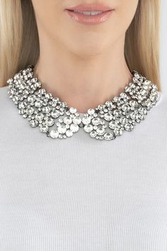 EYE CANDY LOS ANGELES Diana Crystal Cluster Collar Necklace | Nordstromrack Fabric Pouch, Dress Collar, Large Necklace, Crystal Cluster, Audrey Hepburn, Collar Necklace, Bezel Setting, Puerto Rico, Lobster Clasp