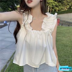 Women's Lace Doll Collar Casual Linen Top Cute Sleeveless Blouse, Doll Collar, Short Sleeve Pattern, Womens Tops Summer, Cropped Style, Linen Top, Women Lace, Ladies Tops Fashion, Tank Tops Women