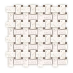 a white and brown mosaic tile pattern