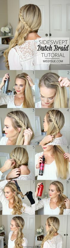 Sideswept Dutch Braid Tutorial Simply Hairstyles, Halloween Hairstyles, Hair Tutorials Easy, Braid Tutorial, French Braid, Stylish Hair, Diy Hairstyles, Fall Hair, Hair Hacks