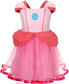 PRICES MAY VARY. Classic cartoon princess costume: Every girl has a princess dream, our princess peach costume can fulfill the dream of your little princess. You will feel like a real princess when you wear this gorgeous pink princess dress. Material: This princess dress is made of polyester, tulle, soft, gentle and not irritating to girls skin. Design: Pullover style with elastic back and bow tie sash at back for easy dressing, no zip. Semi sweetheart neckline bodice with tank straps. Knee leng Girls Halloween Birthday Party, Princess Peach Costume, Puffy Tulle Skirt, Princess Fancy Dress, Peach Costume, Toddler Girl Halloween, Halloween Birthday Party, Pink Clothing, Princesa Peach