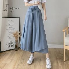 🎁 1. New customer get 7% OFF [Code: 7OFF]🎁 2.Buy 2 and get 10% OFF [Code: 10OFF]🎁 3. Buy 3 and get 15% OFF [Code: 15OFF] Pant Style : Wide Leg Pants Material : Polyester Fit Type : LOOSE Length : Ankle-Length Pants Closure Type : Drawstring Gender : WOMEN White Color a little see through,if you care about ,you can choose other colors 1inch=2.54cm,1cm=0.39inch Casual Pleated Full-length Bottoms, Casual Full-length Pleated Bottoms, Casual Full-length Culottes, Casual Full Length Culottes, Summer Casual Pleated Culottes, Pleated Long Skirt For Summer, Casual Ankle-length Pleated Skirt, Blue Ankle-length Bottoms For Spring, Spring Ankle-length Blue Bottoms