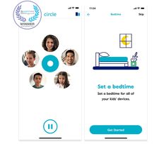 an app for bedtime with four people on it and the text get a bedtime set at bedtime, set a bedtime set a bedtime for all of your kids's devices