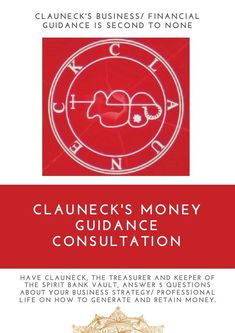 a red and white flyer with the words clauneck's money guidance