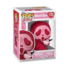 a pink ghost face pop vinyl figure in a box