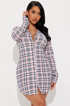 Available In Pink/combo. PJ Sleep Shirt Long Sleeve Collared Button Down Chest Pocket Stretch Final Sale Disclaimer: Plaid Placement May Vary. 95% Polyester 5% Spandex Imported | Cozy Cutie PJ Sleep Shirt in Pink size Small by Fashion Nova Casual Collared Top For Pajama Party, Collared Shirt For Loungewear In Fall, Collared Shirt For Fall Loungewear, Collared Cotton Tops For Pajama Party, Cotton Collared Top For Pajama Party, Plaid Long Sleeve Sleepwear For Fall, Pink Button-up Shirt For Loungewear, Stretch Tops With Button Closure For Loungewear, Fall Button-up Loungewear Top